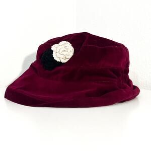 Dorfman Pacific Velvet Bucket Hat Womens Whimsigoth Swiftie Burgundy Retro